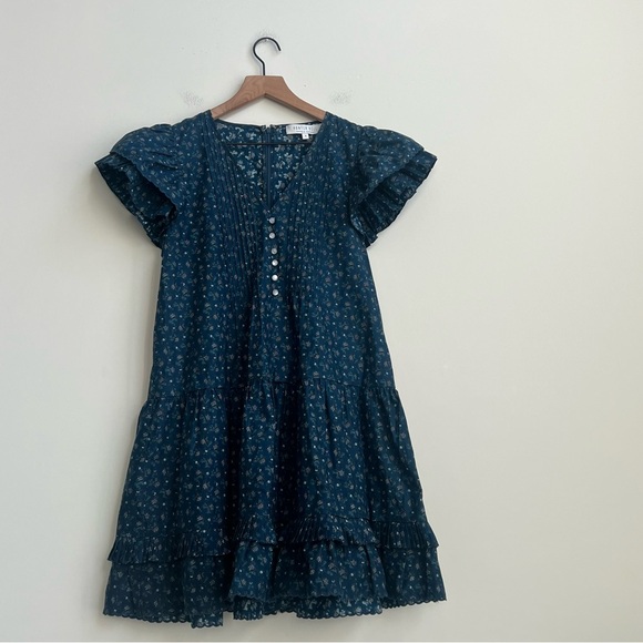 Hunter Bell Virginia Dress Sm Wild berry Floral Ruffles Flutter Sleeves Peasant - Picture 4 of 14